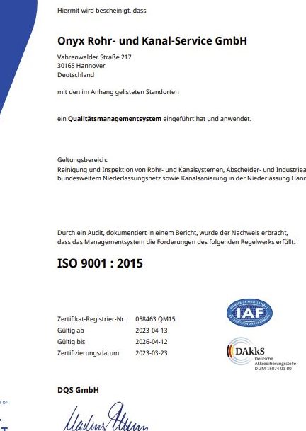 ISO-Zertifikat 9001:2015
